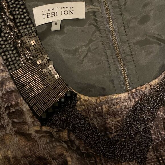 Rickie Freeman for Teri Jon Metallic Formal Cocktail Dress 6 - Picture 5 of 5